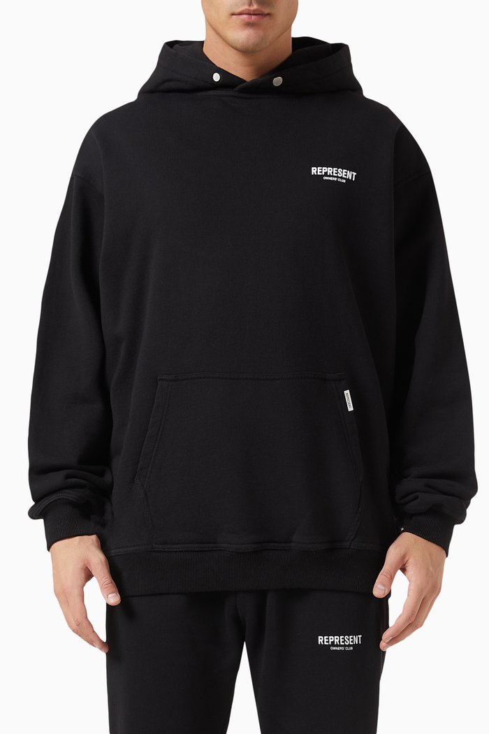 

Owners Club Logo Hoodie in Loopback Jersey, Black