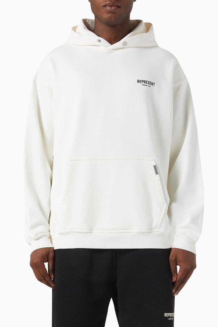 

Owners Club Logo Hoodie in Loopback Jersey, White