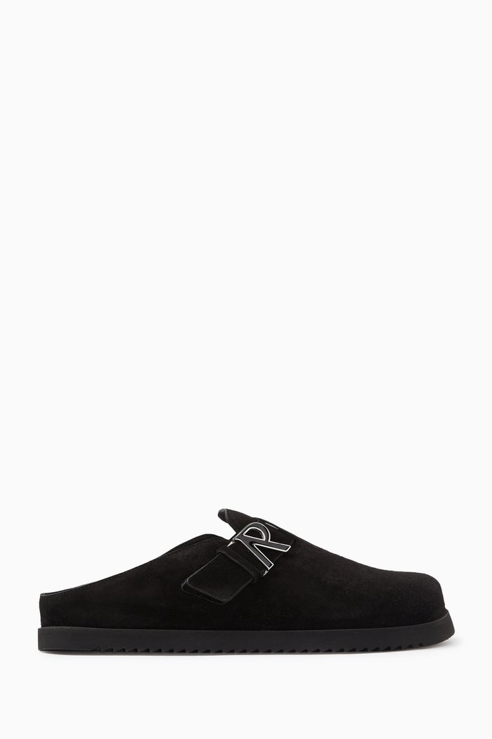 

Initial Mules in Suede, Black