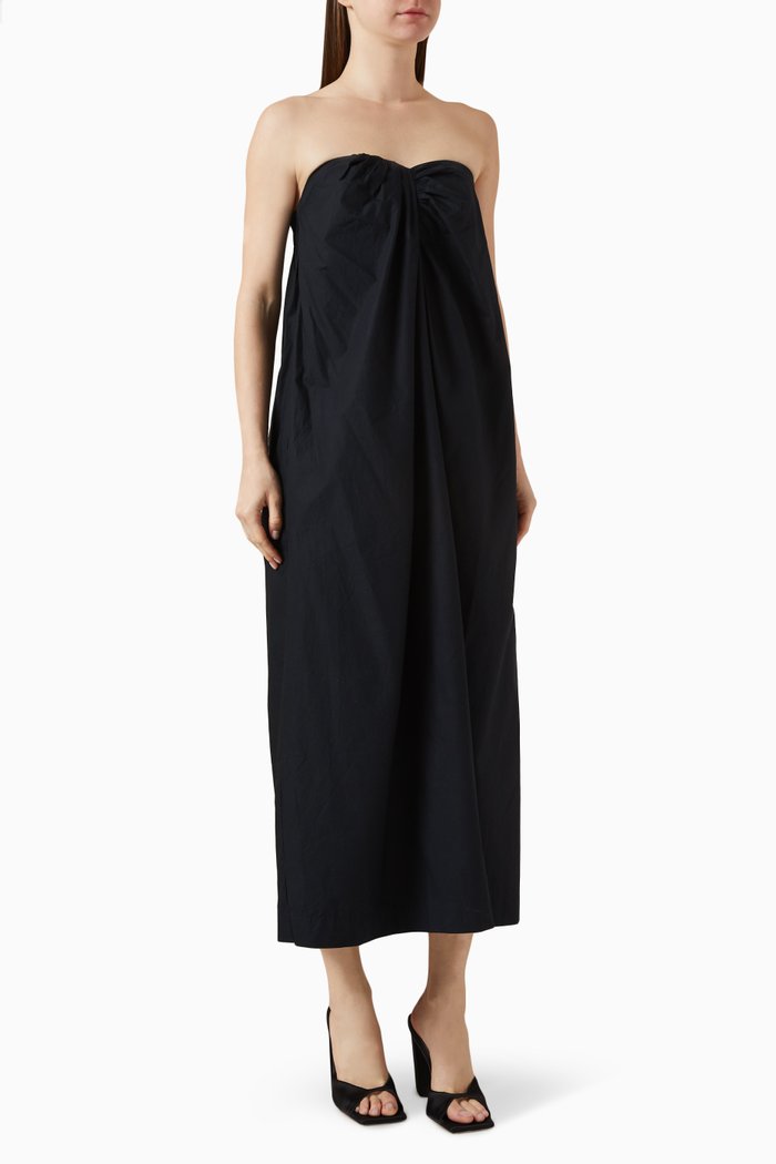 

Alice Midi Dress in Organic Cotton-poplin, Black