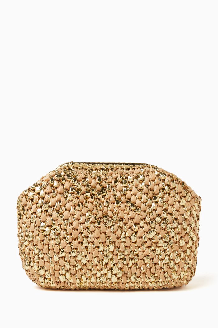 

Crochet Clutch in Raffia, Gold
