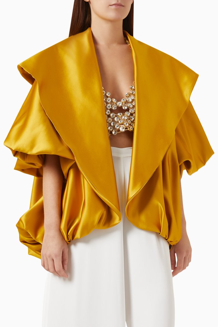 

Cadette Oversized Bomber in Taffeta, Yellow