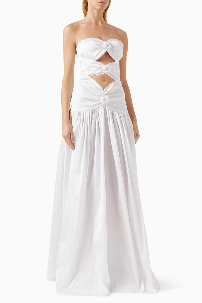 

Belle de Nuit Dress in Silk Taffeta, White