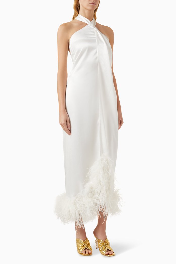 

Lumiere de L'aube Dress in Silk Satin, White