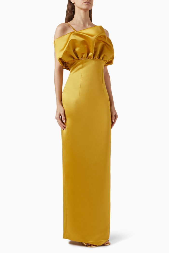 

The Shell Maxi Dress in Silk-taffeta, Yellow