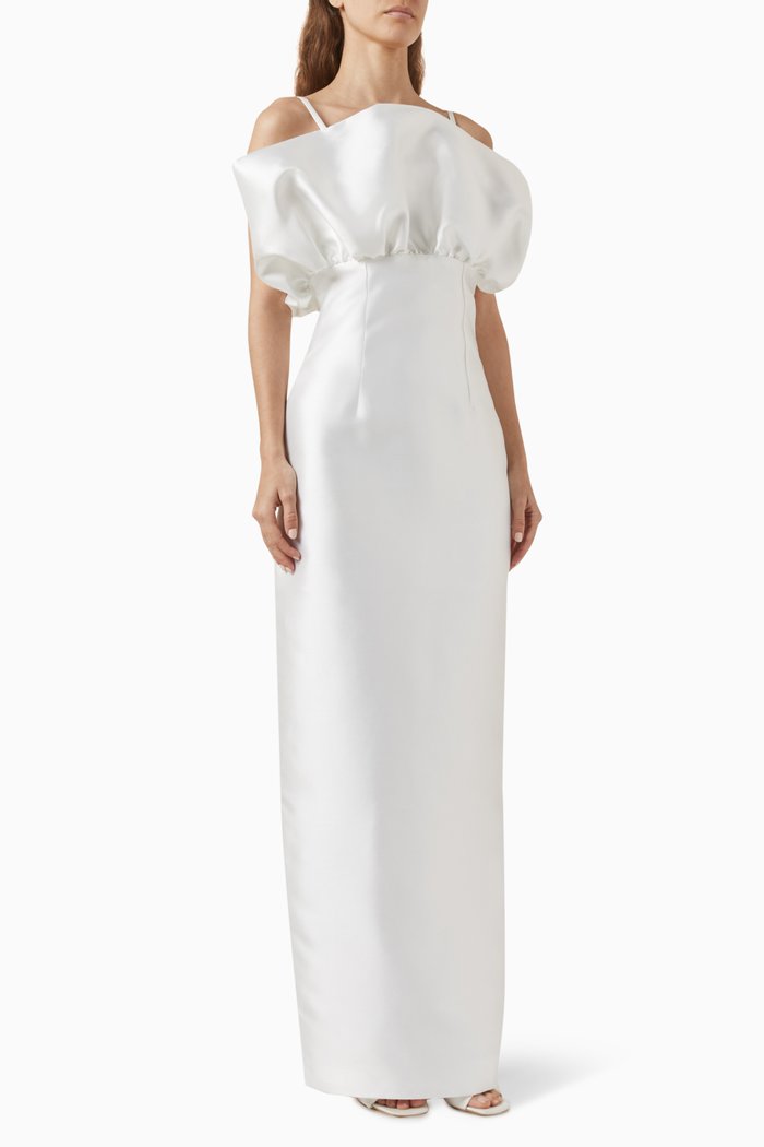 

The Shell Maxi Dress in Silk-taffeta, White