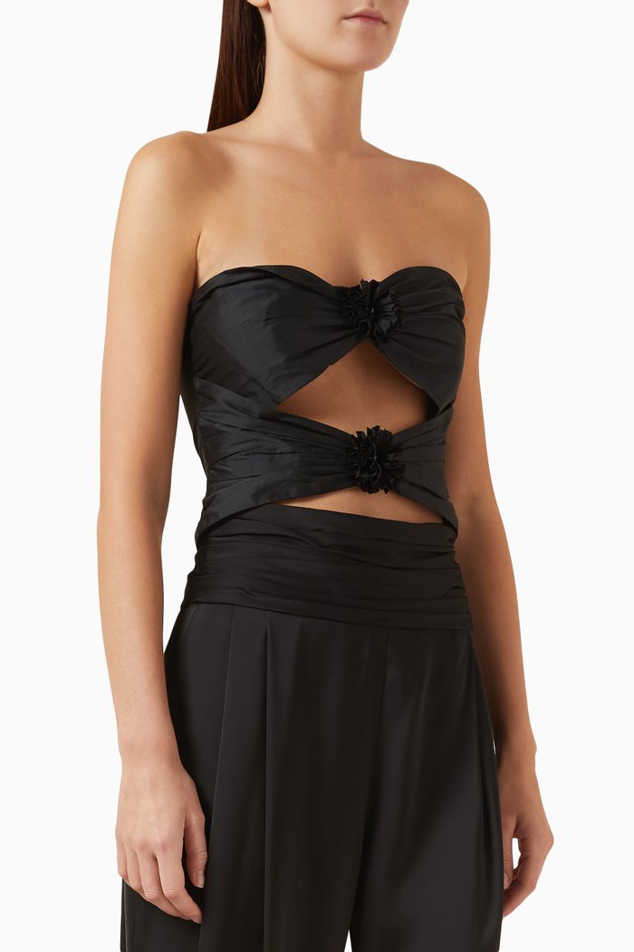 

Belle De Nuit Bustier Top in Taffeta, Black