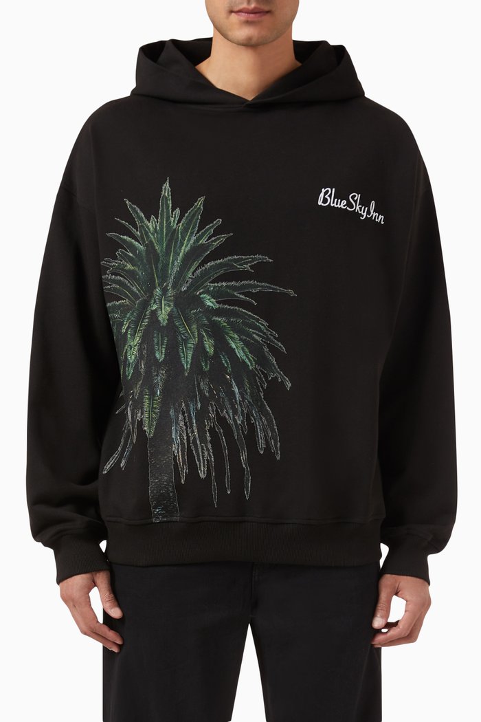 

Royal Palm Hoodie in Organic Cotton, Black