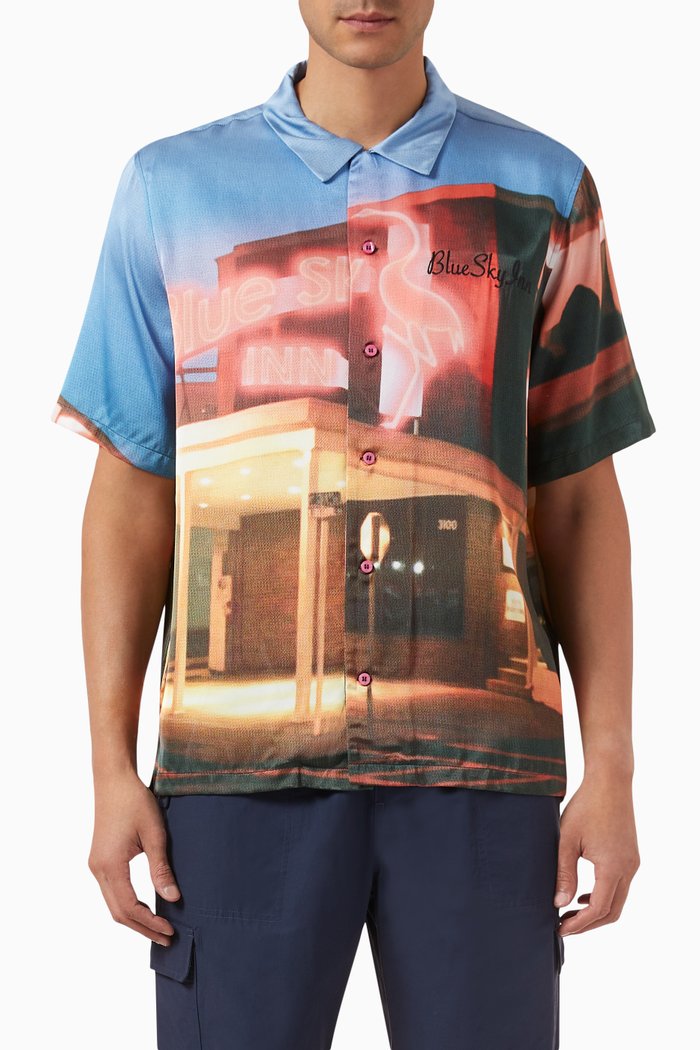 

Flamingo Inn Shirt in Organic Viscose, Multicolour