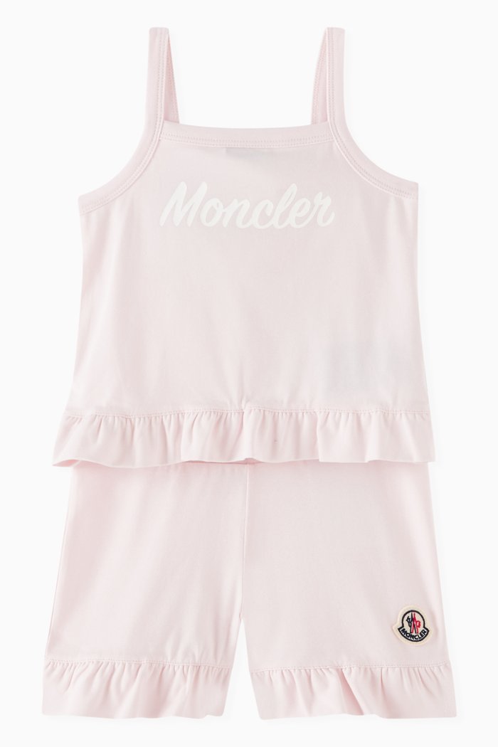 

Ruffle-trim Top & Shorts Set in Cotton Jersey, Pink