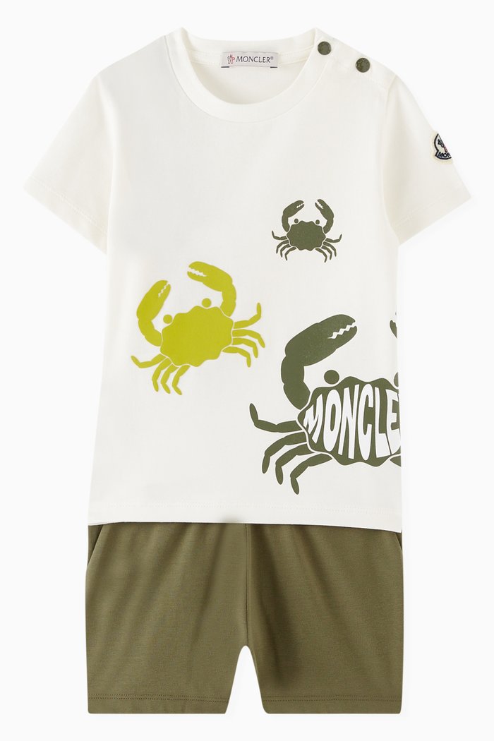 

Graphic Logo T-shirt & Shorts Set in Cotton Jersey, Green