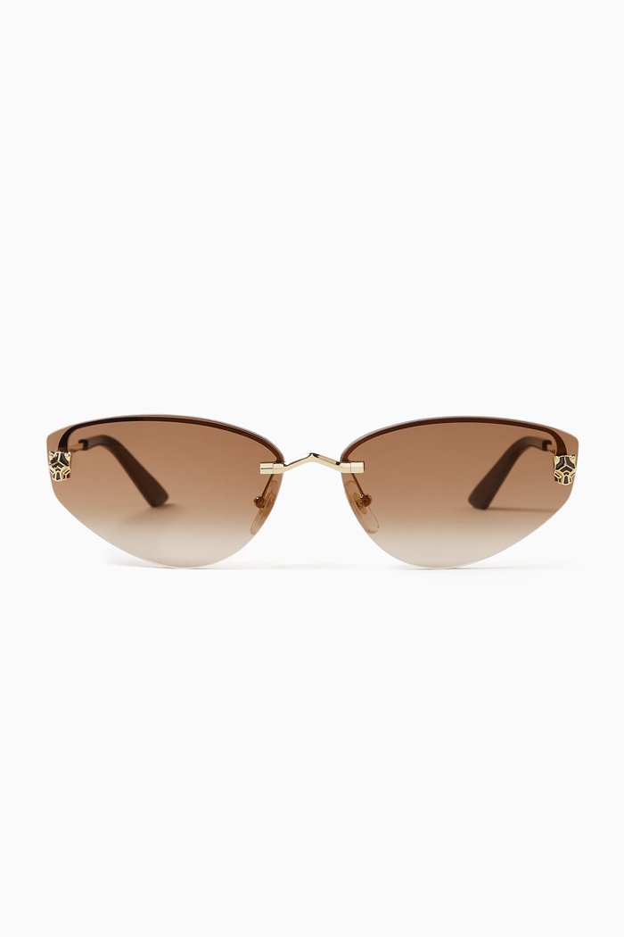 

Cat-eye Sunglasses in Metal, Brown