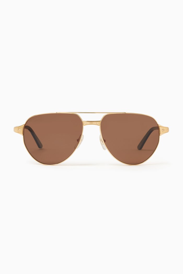 

XL Aviator Sunglasses in Metal, Brown