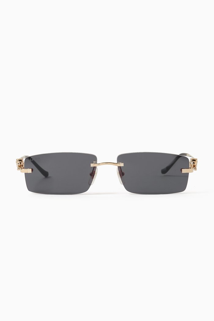 

Rectangular Sunglasses in Metal, Grey
