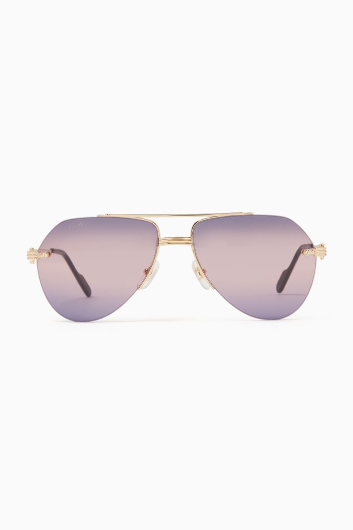 

L Aviator Sunglasses in Metal, Blue