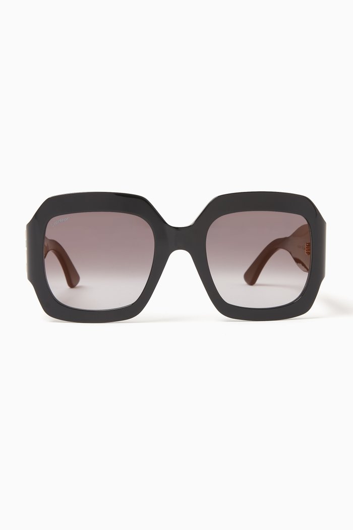 

Double C Square Sunglasses in Recycled Acetate, Black