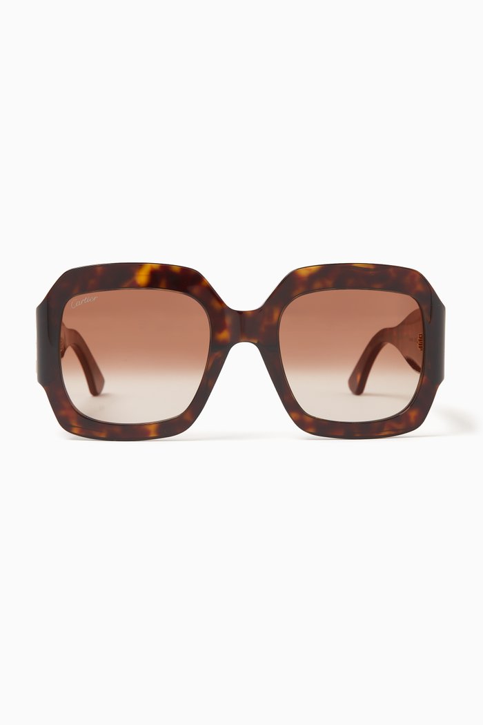

Double C Square Sunglasses in Recycled Acetate, Brown