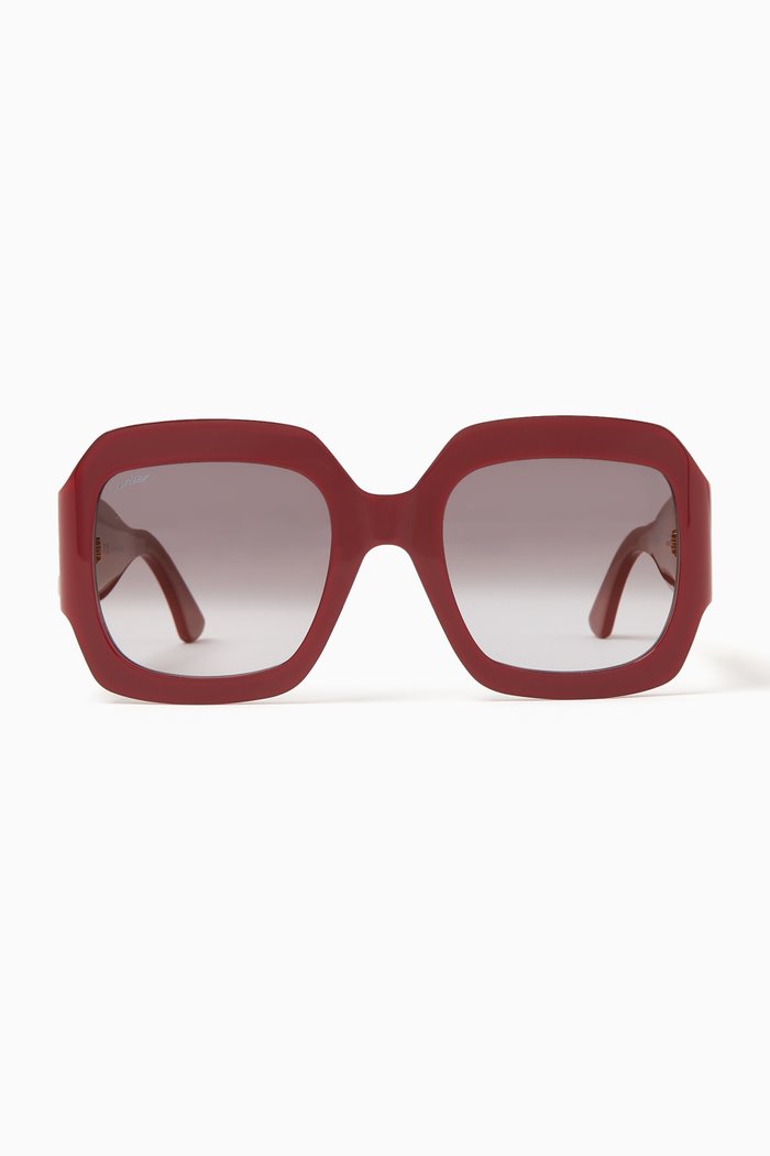 

Double C Square Sunglasses in Recycled Acetate, Red