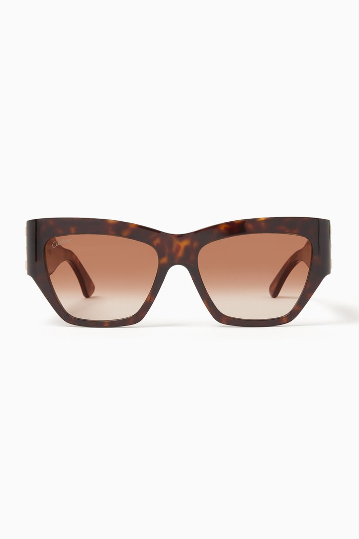 

Double C Cat-eye Sunglasses in Recycled Acetate, Brown