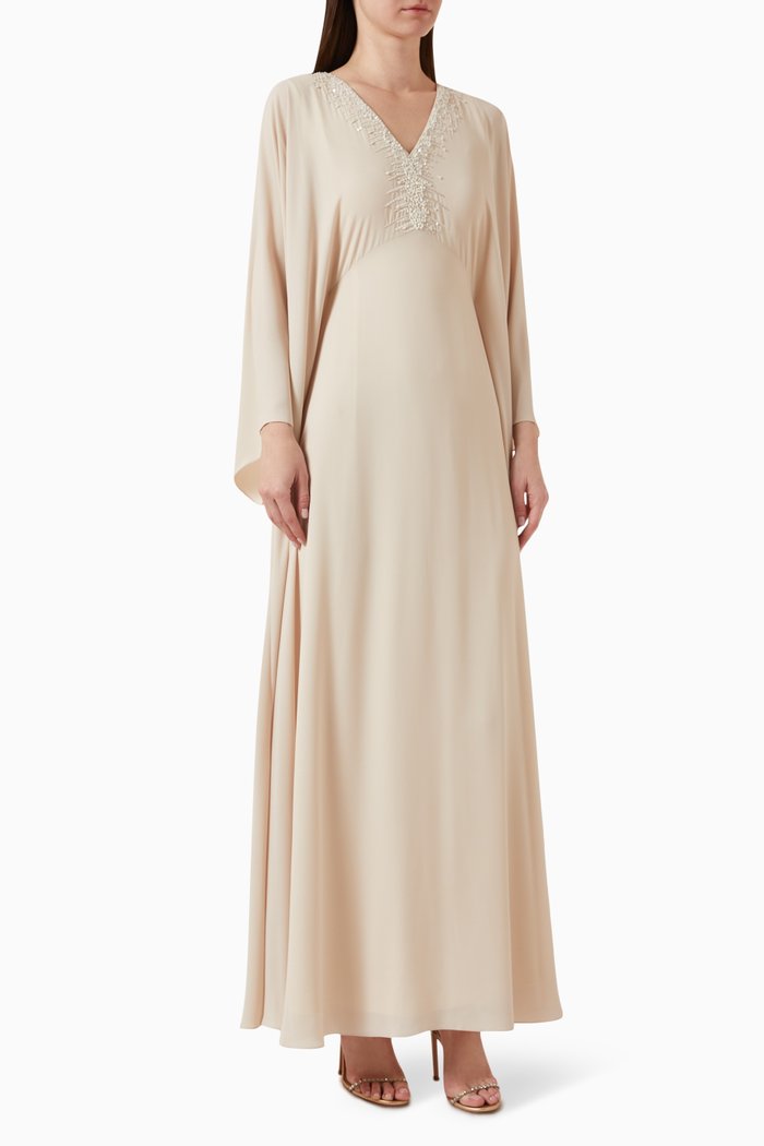 

Kimono-cut Kaftan in Crepe Chiffon, Neutral