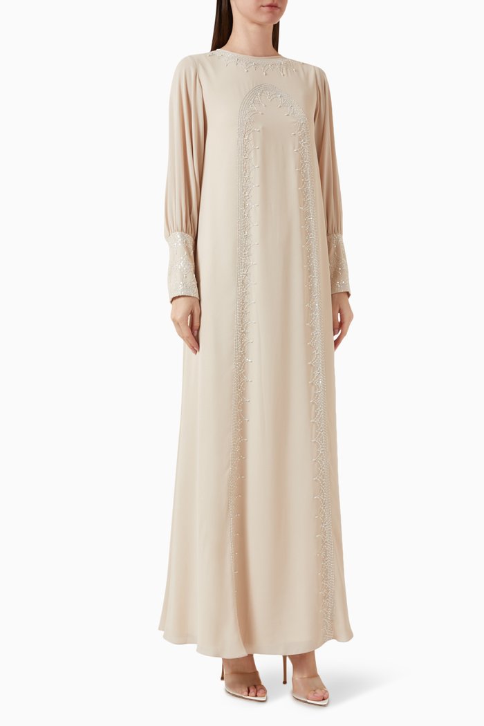 

Balloon-sleeve Kaftan in Crepe Chiffon, Neutral