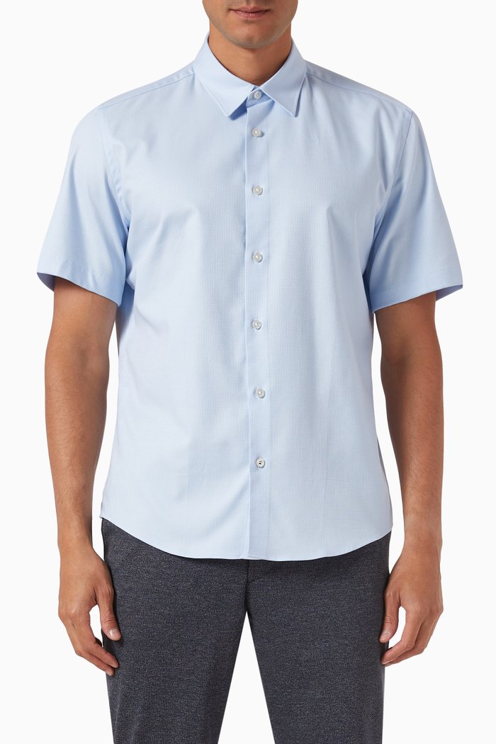 

Regular-fit Shirt in Cotton-stretch, Blue