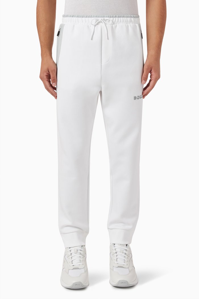 

Embossed Logo Tracksuit in Cotton Blend, White