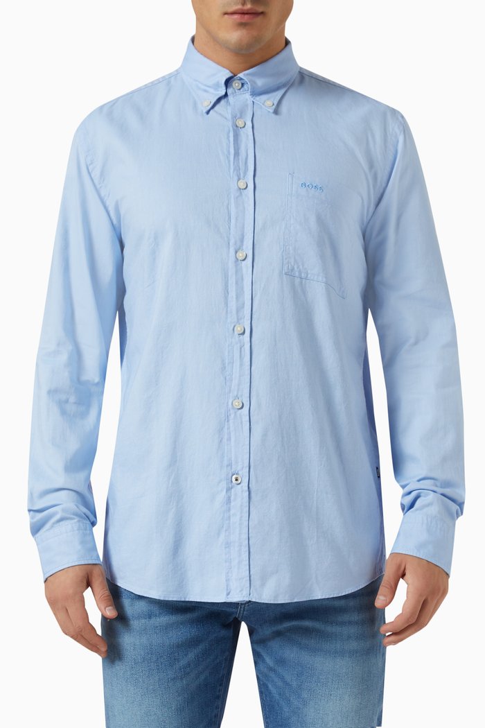 

Slim-fit Shirt in Cotton, Blue