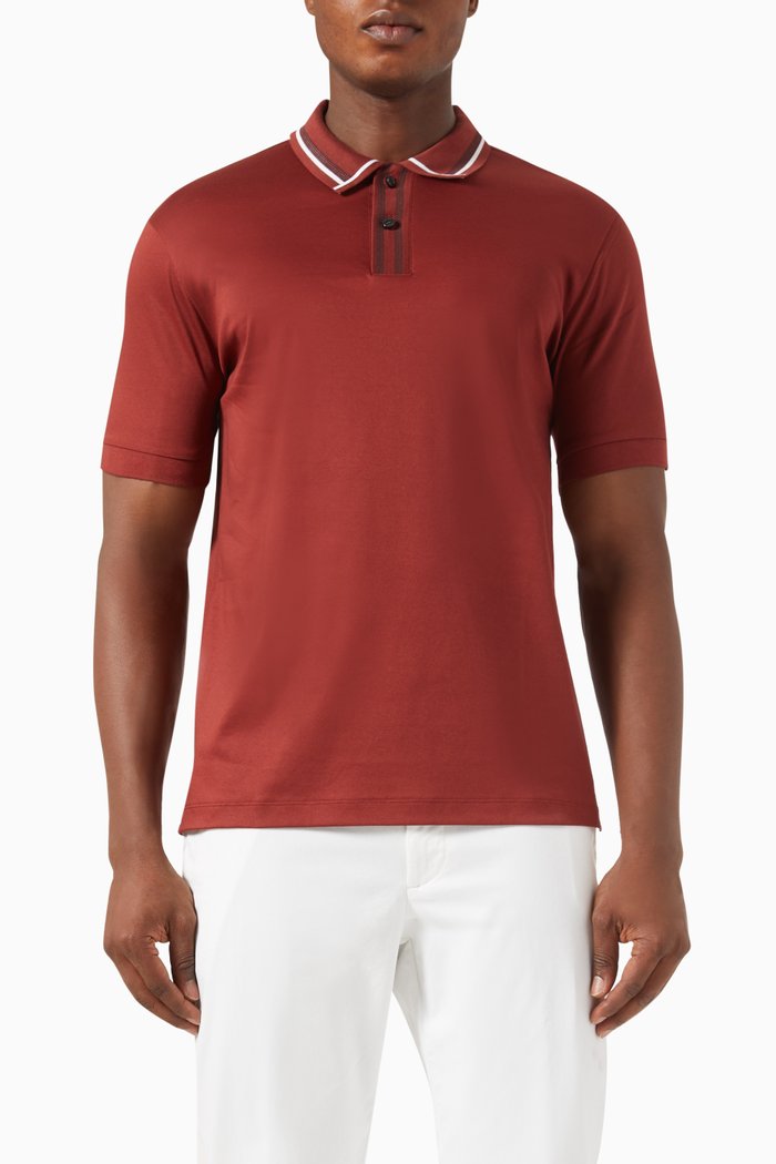 Philipson Polo Shirt in Mercerised-cotton, Brown
