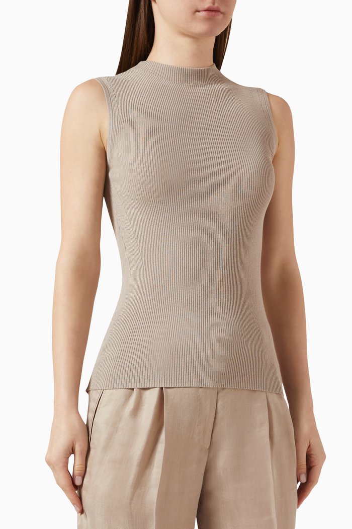 

Feskies Mockneck Top in Rib-knit, Neutral