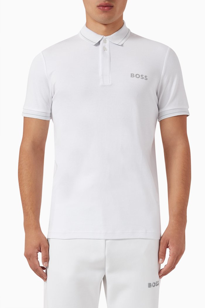

Logo-embroidered Polo Shirt in Interlock Cotton, White