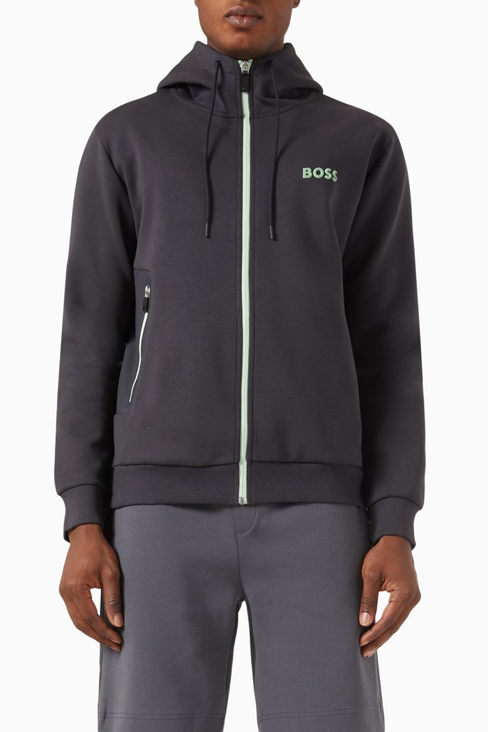 

Saggy Zip-up Hoodie in Cotton-blend, Grey