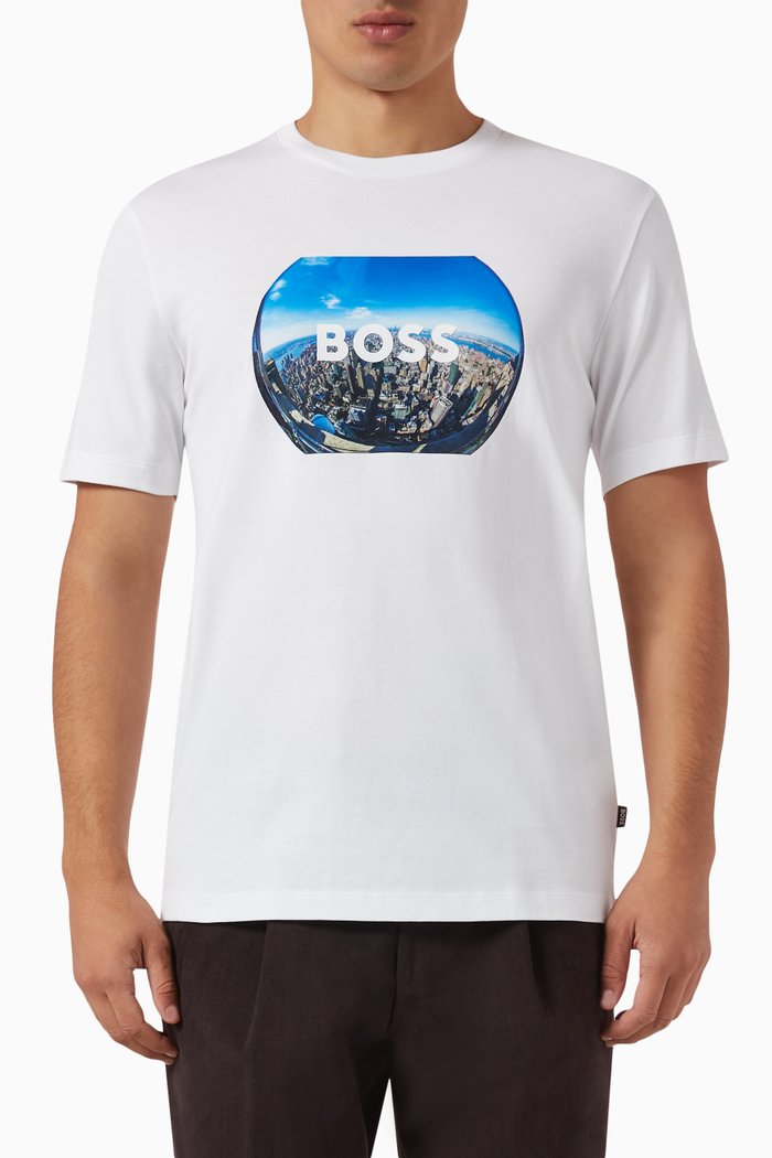 

Graphic Logo Print T-shirt in Cotton Jersey, Neutral