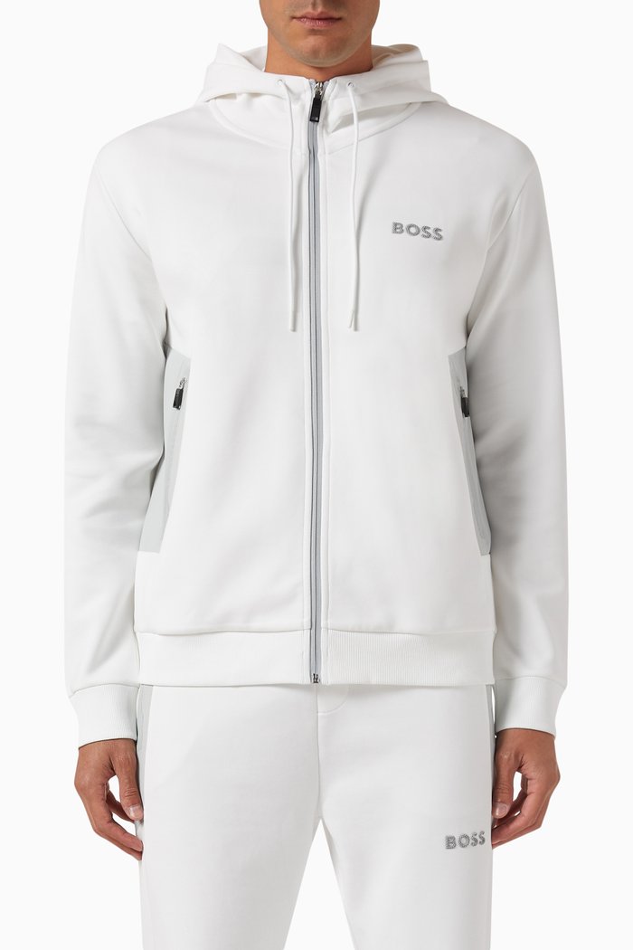 

Saggy Zip-up Hoodie in Cotton-blend, White