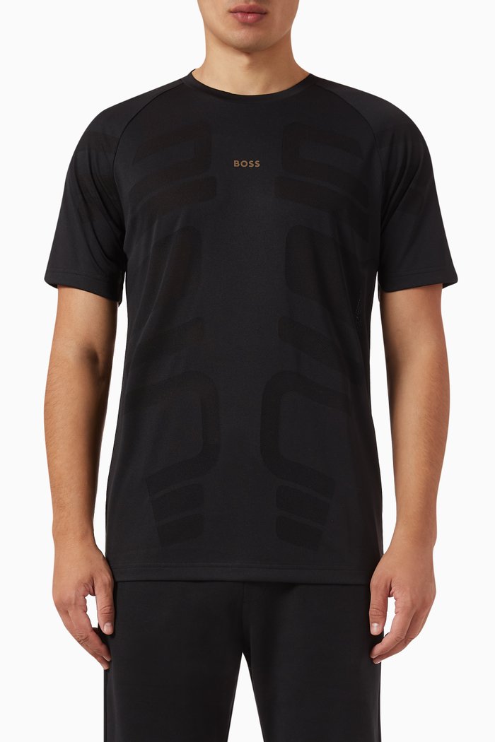 

Logo T-shirt in Performance Jacquard, Black
