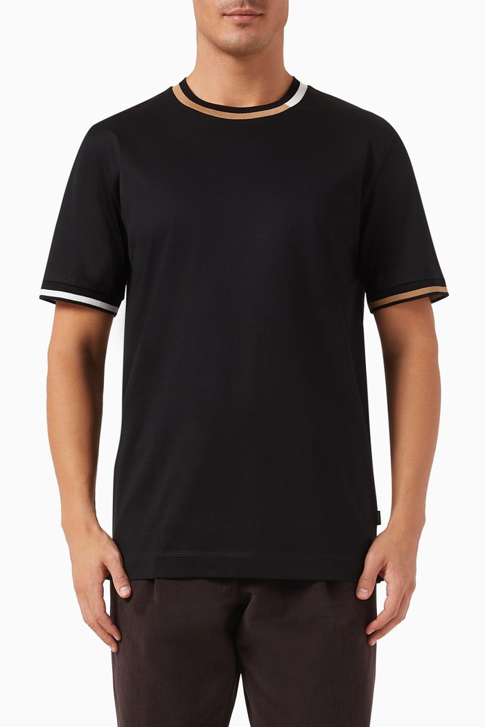 

Signature Stripe T-shirt in Mercerised-cotton, Black