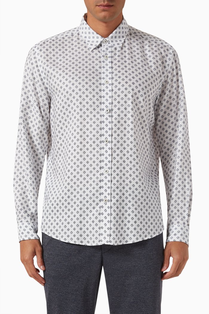 

Printed Shirt in Lyocell Oxford, White