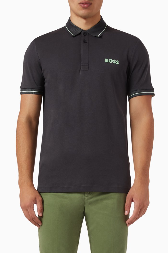 

Logo-embroidered Polo Shirt in Interlock Cotton, Black