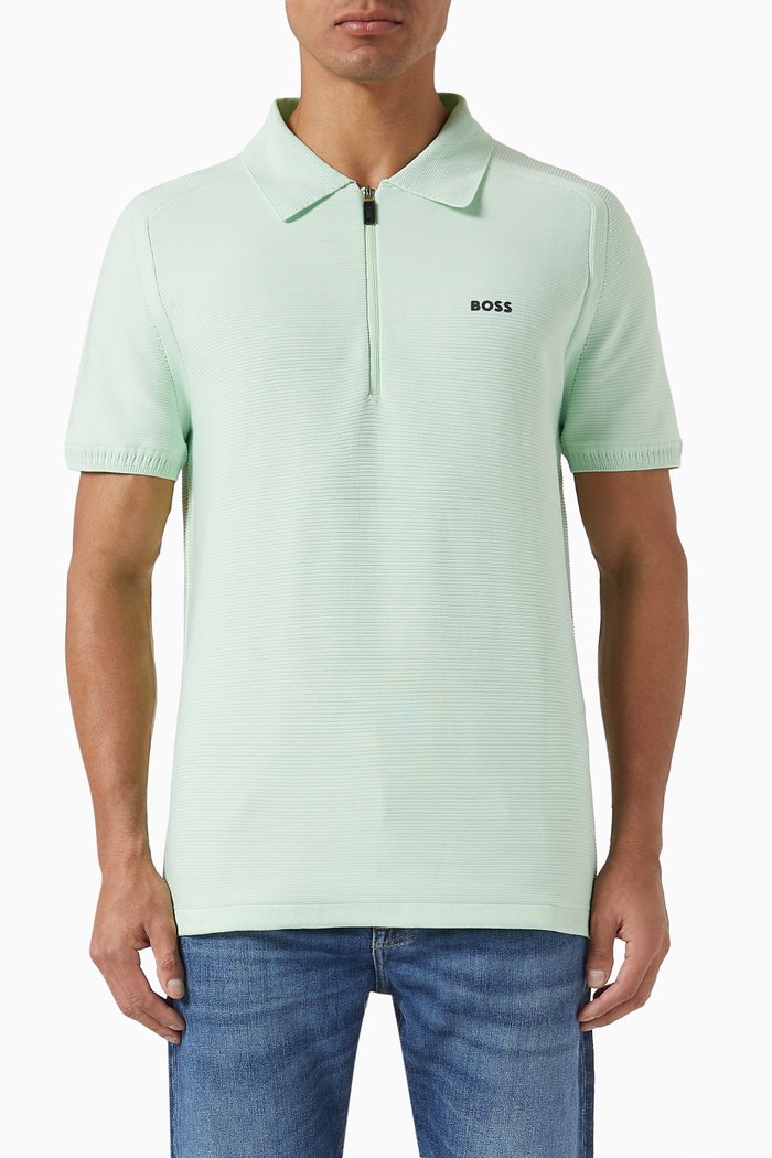 

Logo Polo Sweater in Recycled Nylon Knit, Green