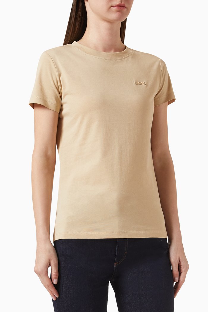 Slim-fit Logo-detail T-shirt in Jersey, Neutral