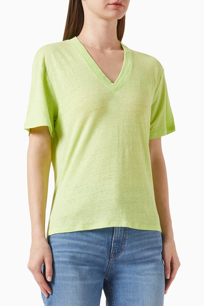 

Logo V-neck T-Shirt in Linen, Green
