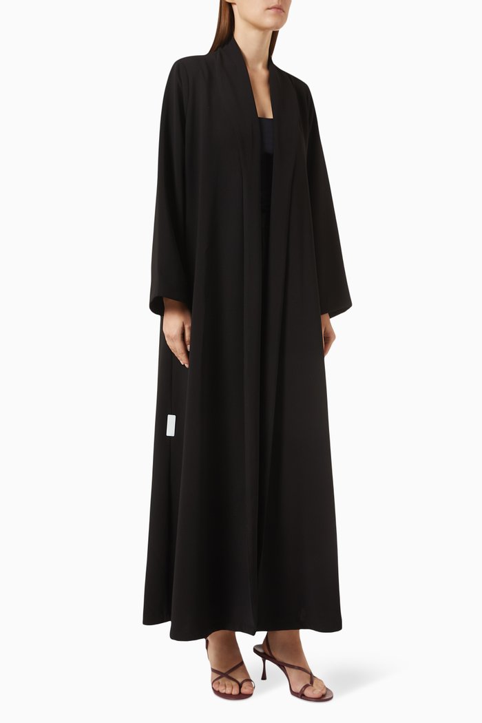 

Zainah Jacket Sleeves Abaya in Polycrepe, Black