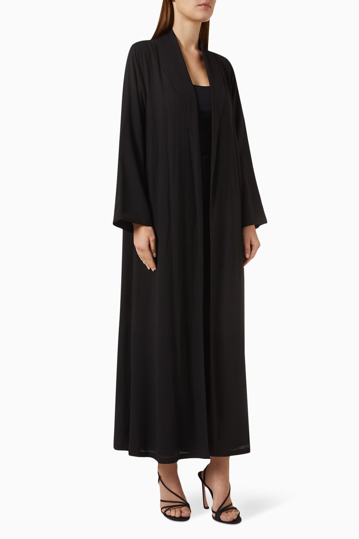 

Zainah Jacket Sleeves Abaya in Stretch Chiffon, Black