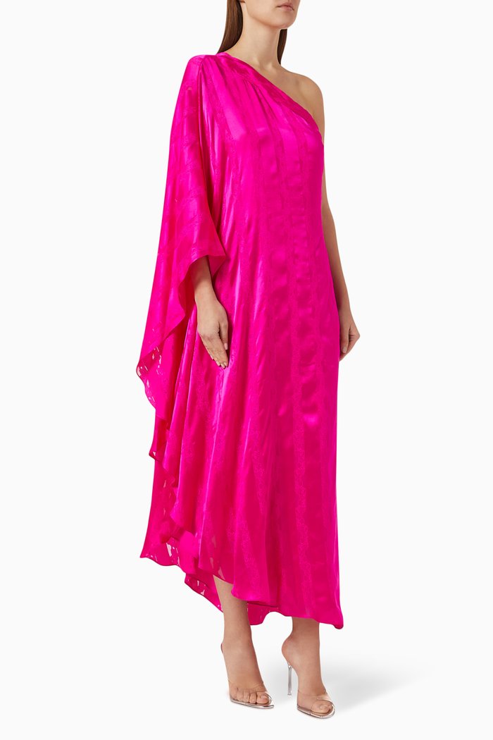 

One-shoulder Dress in Silk, Pink