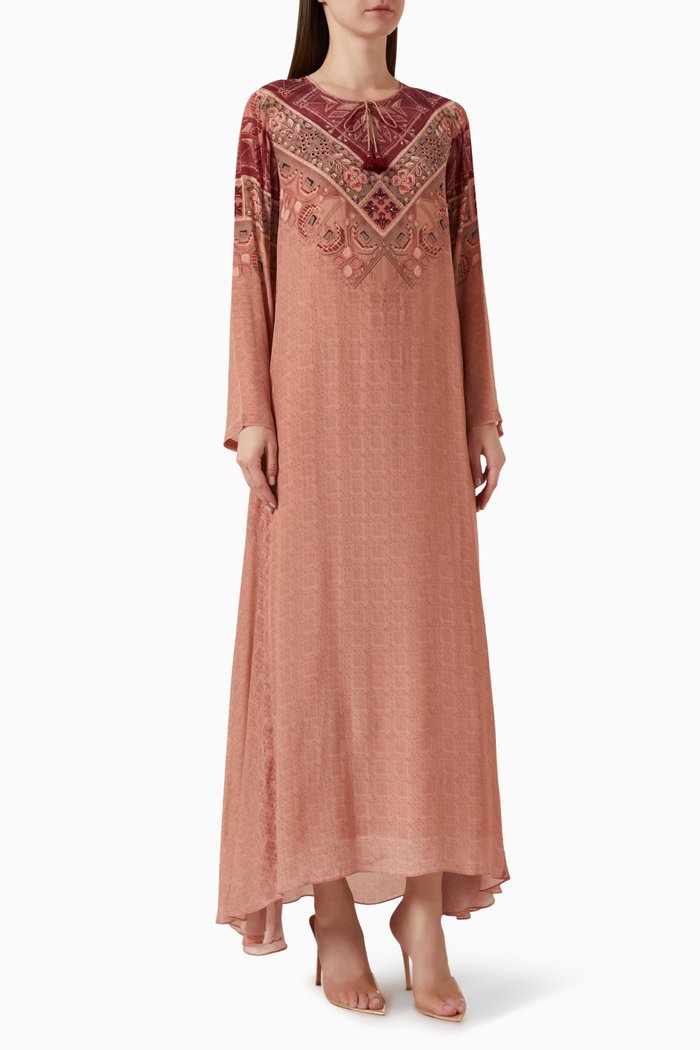 

Embellished Kaftan in Crepe, Pink