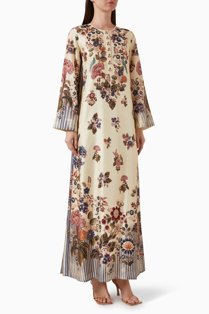 

Floral-print Kaftan, Neutral