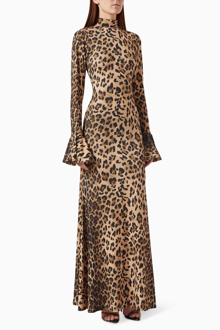 

Maeve Leopard-print Maxi Dress in Jersey, Brown