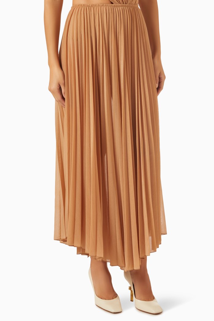 

Mori Midi Skirt in Tissue Jersey, Brown