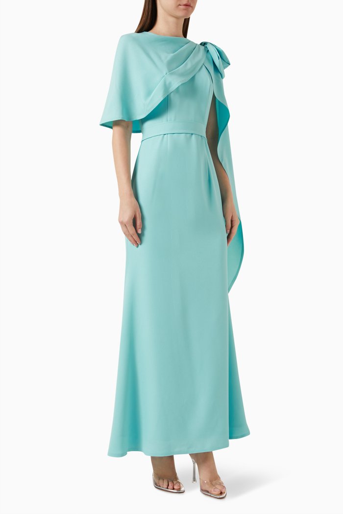 

Cape Belted Maxi Dress, Green
