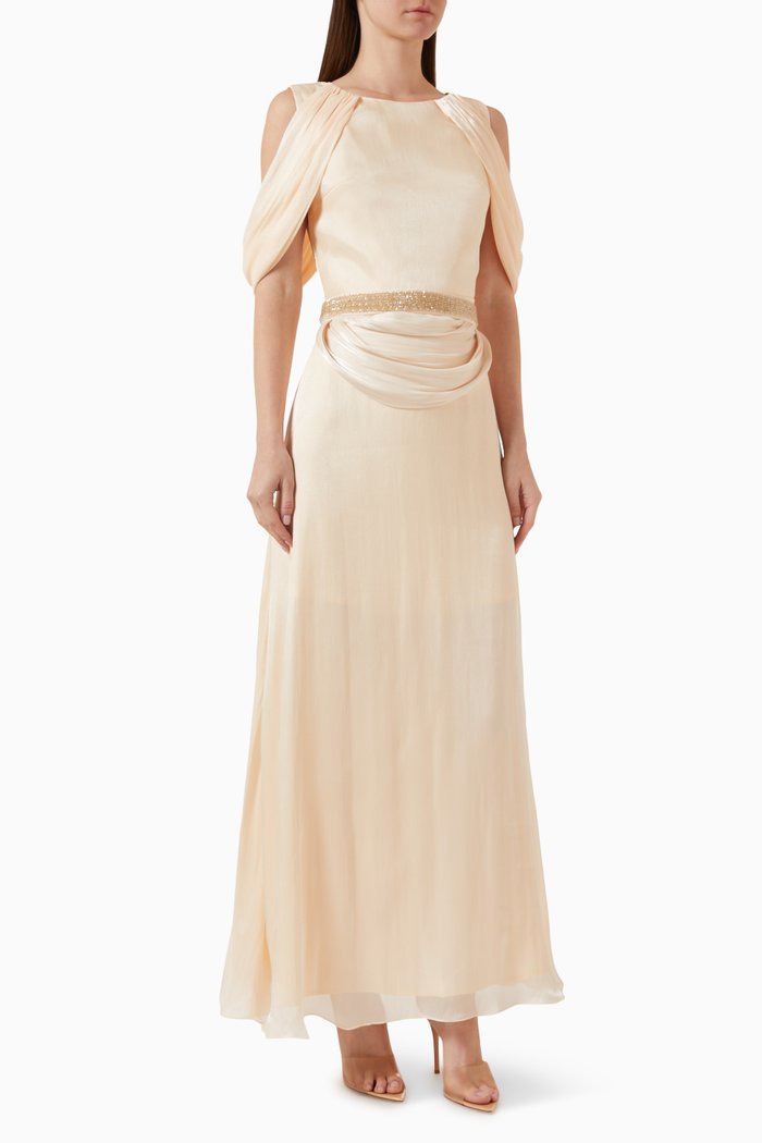 

Embellished Cold-shoulder Maxi Dress, Pink